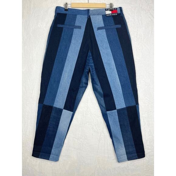 Tommy Remixed Patchwork Jeans Tommy Hilfiger Size 3 (16) 35inX27.5in High Rise - Picture 2 of 16